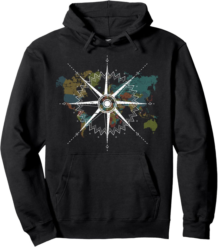 Segelschiff Segler Kompass Weltkarte Skipper Segeln Pullover Hoodie