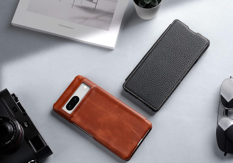 STILGUT Book Case kompatibel mit Google Pixel 7 Hülle aus Leder, Lederhülle, Klapphülle, Handyhülle
