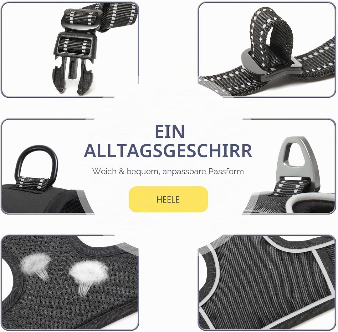 HEELE Hundegeschirr, No-Pull Hundegeschirr, Brustgeschirr für Mittelgrosse Hunde, Weich Atmungsaktiv