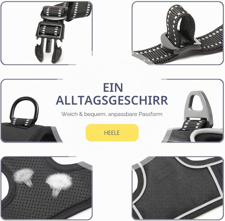 HEELE Hundegeschirr, No-Pull Hundegeschirr, Brustgeschirr für Mittelgrosse Hunde, Weich Atmungsaktiv