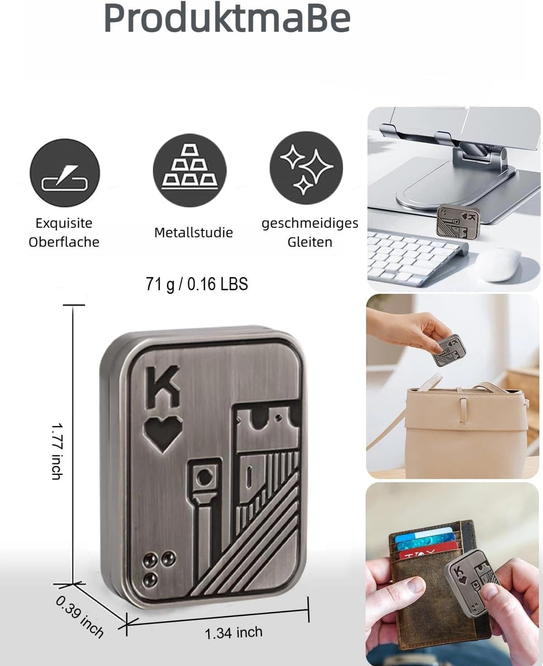 Metall-Fidget-Slider, Pop-Fidget-Spielzeug Poker Push Card für Jugendliche und Erwachsene, Geschenk