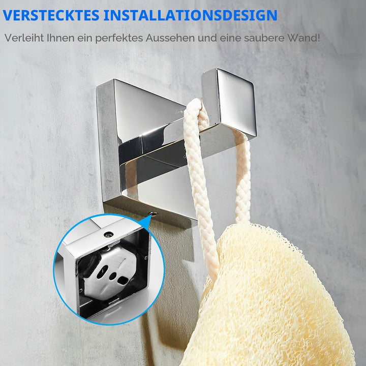 Kelelife 2 Stk. Handtuchhaken Chrom, Badhaken aus Edelstahl für ein Handtuch, Bademantel, Kleiderhak