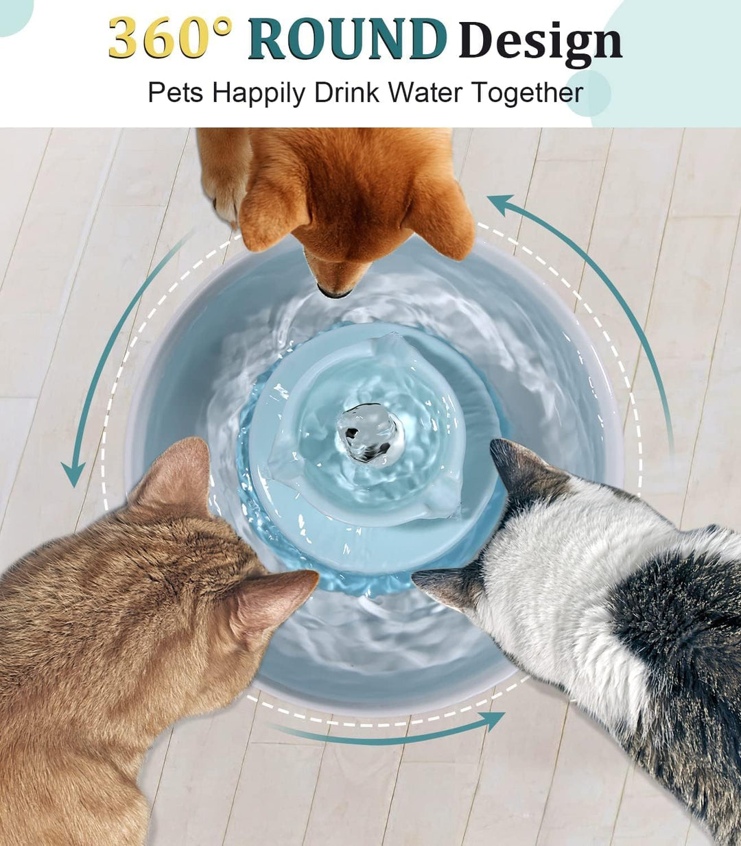 Katzenbrunnen Keramik, 2.1L Trinkbrunnen für Katze Keramik, Leise Wasserspender Wasserpumpe mit Baum