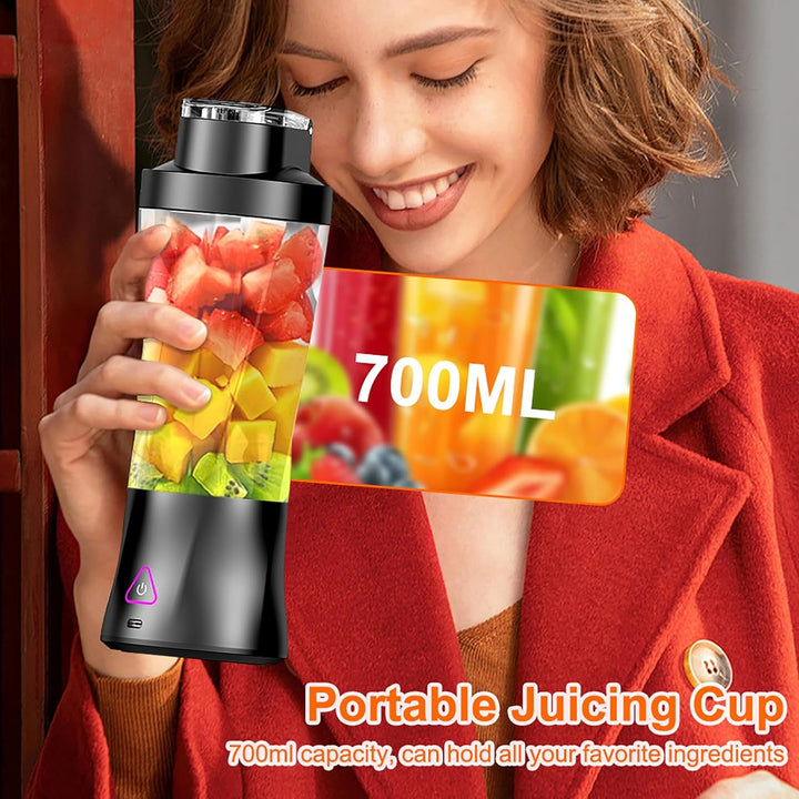 Smoothie Maker,Tragbarer Mixer/Blender 700ml,Leistungsstarker Mini Mixer To Go,6000 mAh Batterie,Por