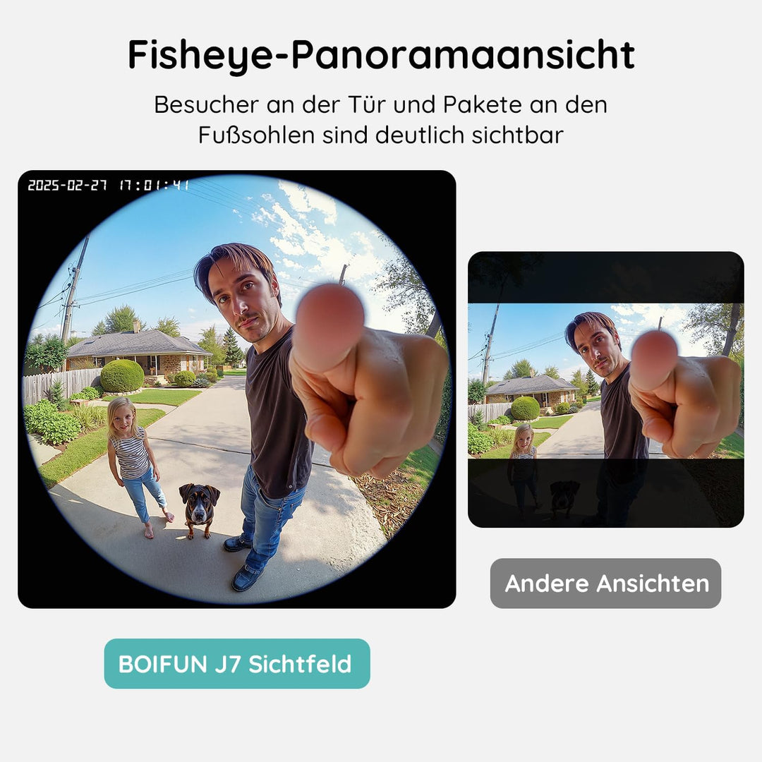 BOIFUN 2K WLAN Video Türklingel mit Kamera, funkklingel mit Kamera, 180° Ultrabreiten Sichtfeld, 2-W