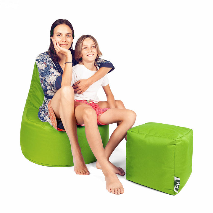 PATCH HOME Gamer Kissen Lounge Kissen Sitzsack Sessel Sitzkissen Bean Bag + Würfel/Hocker mit Reissv