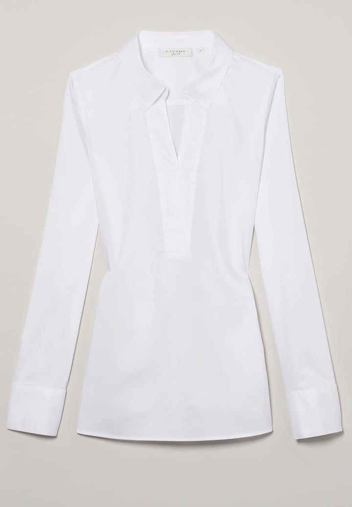 eterna Fitted Bluse Langarm Performance Hemdkragen Stretch Grösse 38 Weiss, 38 Weiss