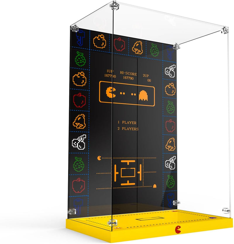 cooldac Acryl Vitrine Box für Lego-10323 Icons PAC-Man Spielautomat Bausteine Modell, staubdicht Tra