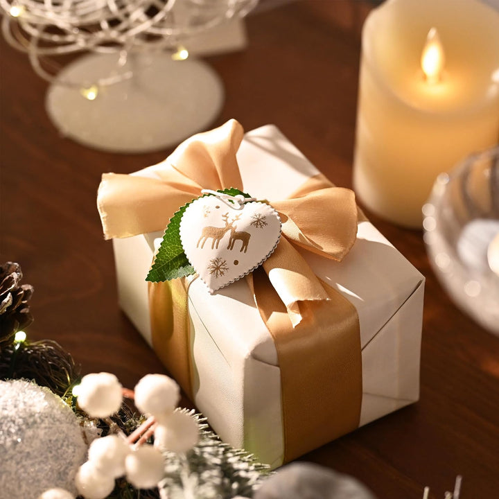 Valery Madelyn 18 Stück eleganter Weihnachtsbaumschmuck in Weiss und Gold, hängende Weihnachtsanhäng