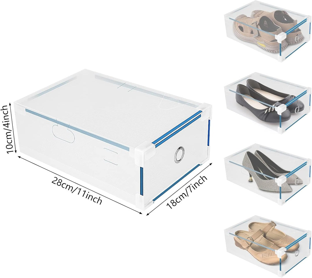 Schuhboxen transparent – Stapelbare Schuhschachteln mit Schubladen | Platzsparende Schuhaufbewahrung
