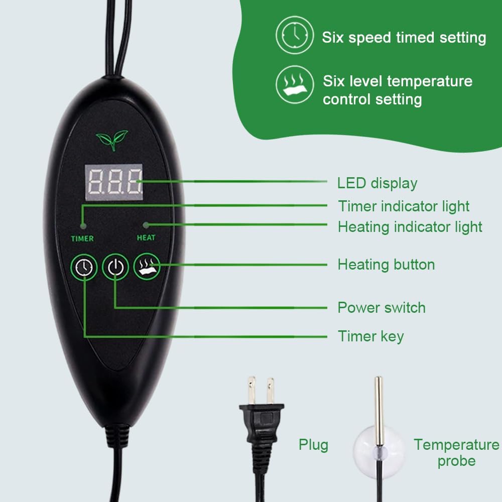 75W Heizmatte Pflanzen Mit Thermostat, 20 * 20 Zoll wasserdichte Sämling Wärmematte Mit 6 Temperatur
