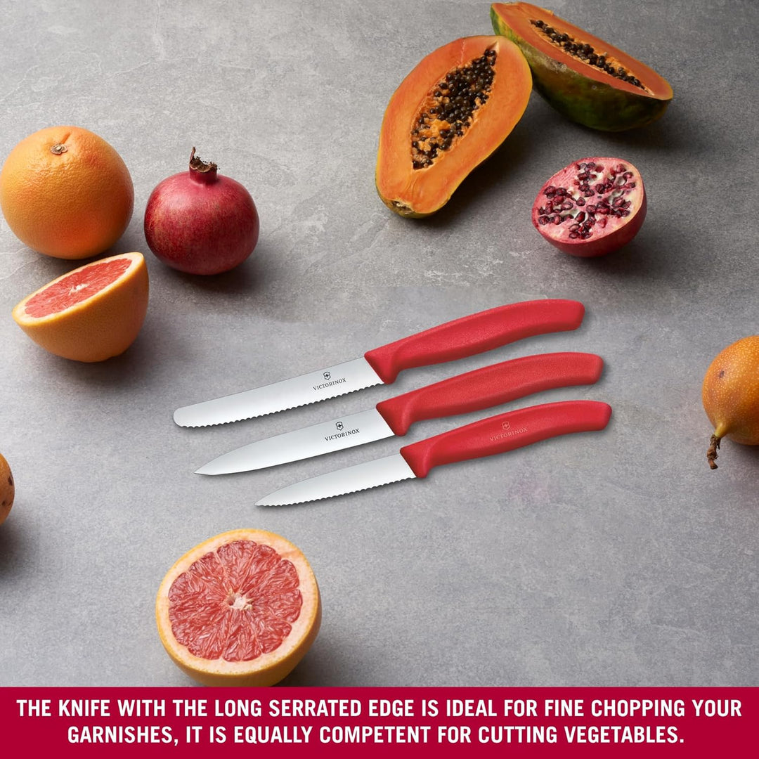 Victorinox Swiss Classic Küchenmesser Set, 3teilig, Gemüse-, Tomaten- und Frühstücksmesser, Rostfrei