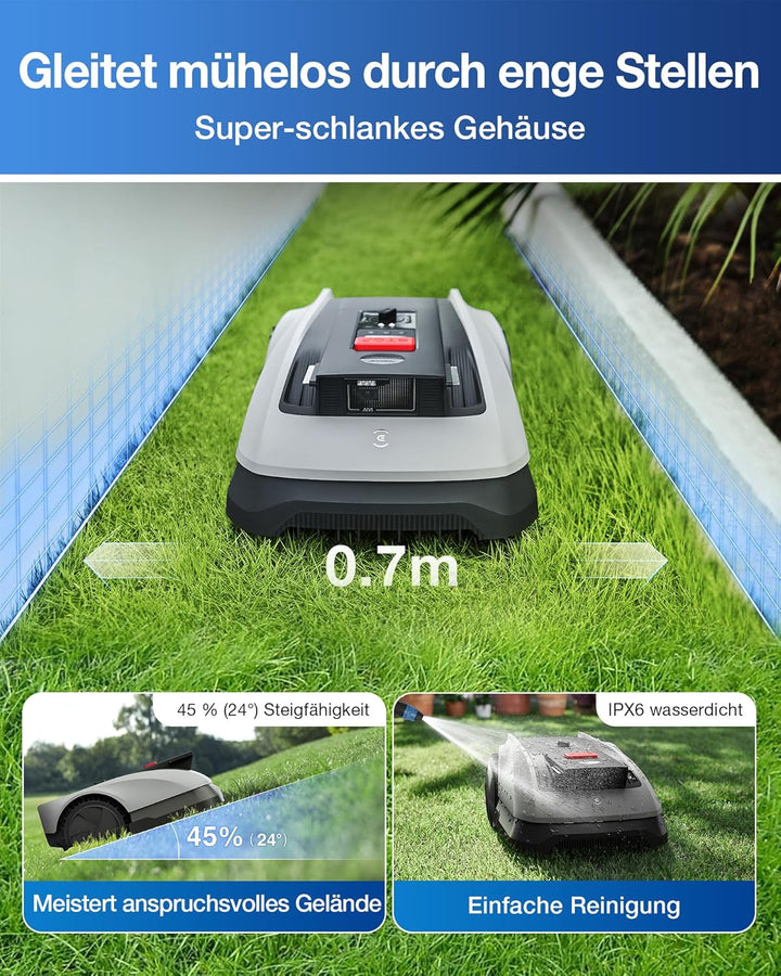 ECOVACS Goat O600 Mähroboter Ohne Begrenzungskabel, 600 m², RTK+Vision-Navigation, Rasenmähroboter,