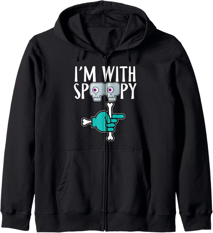 I'M WITH SPOOPY! Funny Spooky Skeleton Halloween Meme Gift Kapuzenjacke