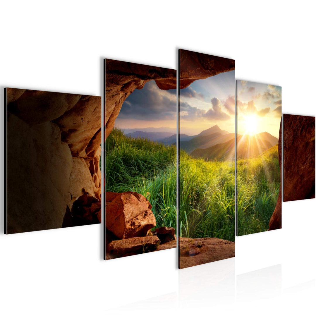 Runa Art Wandbilder Natur Gebirge 5 Teilig Bild auf Vlies Leinwand Deko Wohnzimmer Schlafzimmer Pano