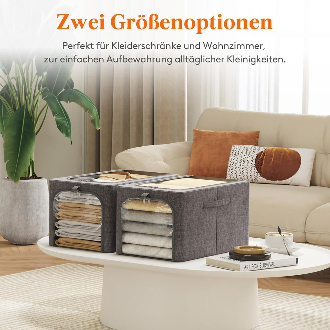 Lifewit 6 Stück Kleideraufbewahrungsbehälter mit Metallrahmen, Faltbare Aufbewahrungsbox mit Deckel,