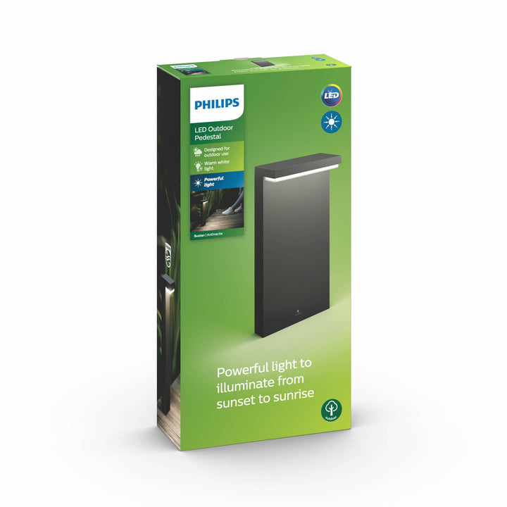 Philips myGarden Bustan LED Sockelleuchte Bustan, Anthrazit Warmweiss 2700 Kelvin Sockelleuchte Sing