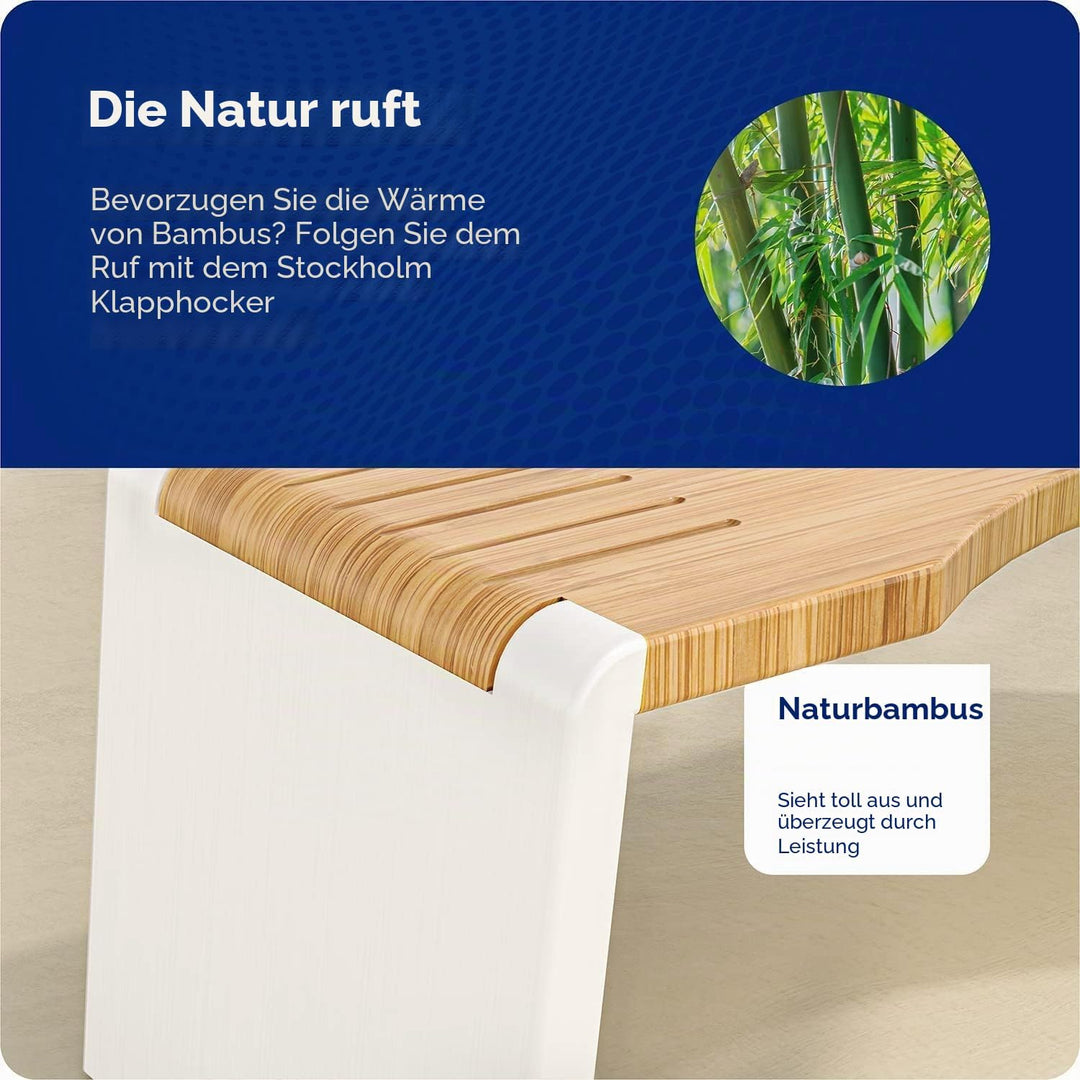 Squatty Potty Stockholm Falten Bambus Toilette Hocker, 7-Zoll Collapsible, Braun und Weiss, Bambus