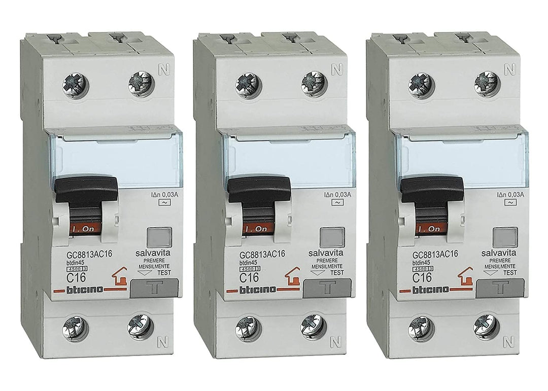 Bticino ASTGC8813AC16 Set bestehend aus 3 Stück Differentialschalter, Weiss 16 A, 16 A