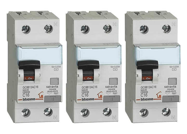 Bticino ASTGC8813AC16 Set bestehend aus 3 Stück Differentialschalter, Weiss 16 A, 16 A