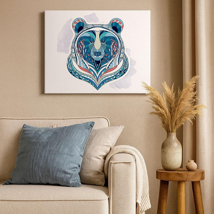 Bilder auf Leinwand 100x70cm Leinwandbild Bär Illustration Traum blumig Gross Wanddeko Bild Schlafzi