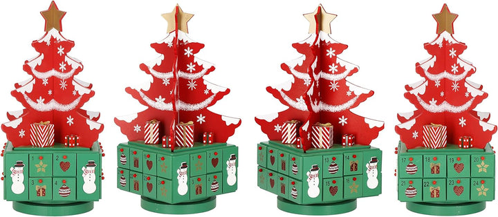 SPRINGOS Adventskalender zum Befüllen aus Holz Weihnachtsbaum mit 24 Schubladen