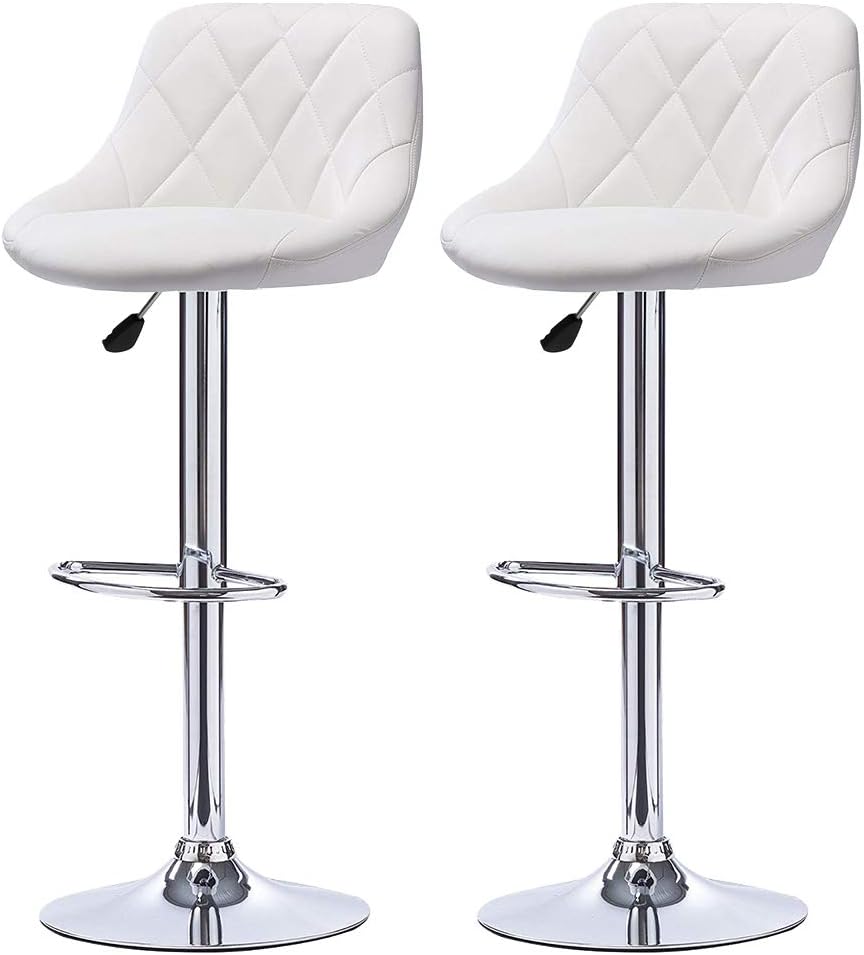 Flyelf 2er Set Barhocker mit Lehne,Kunstleder Tresenhocker 360° Drehbar,Höhenverstellbar 59cm-79cm (