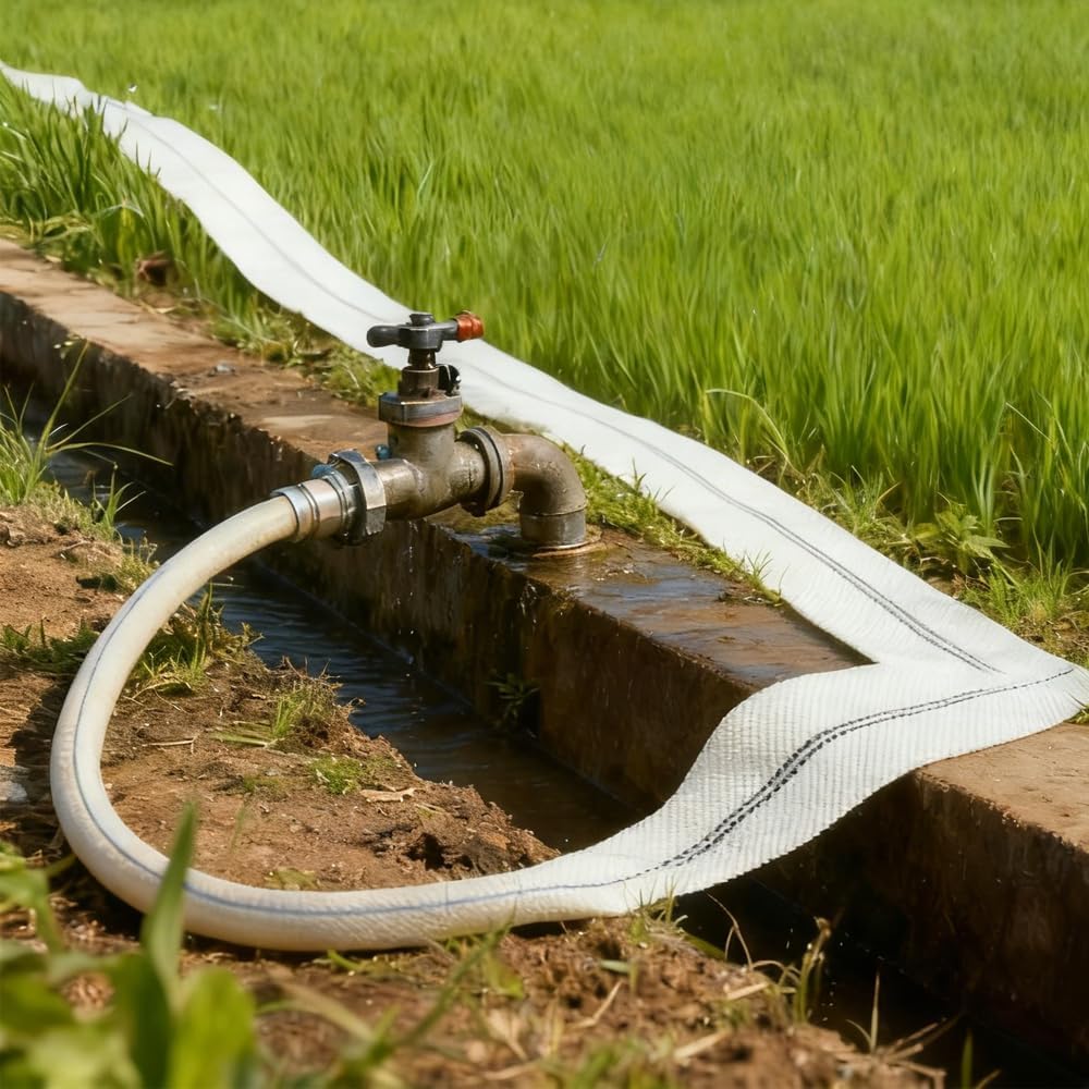 oupadosØ 32 mm(1 1/4 Zoll) 20 m Gewebeschlauch Zubehör(4 Klemmen) Für Tauchpumpen Oder Schmutzwasser