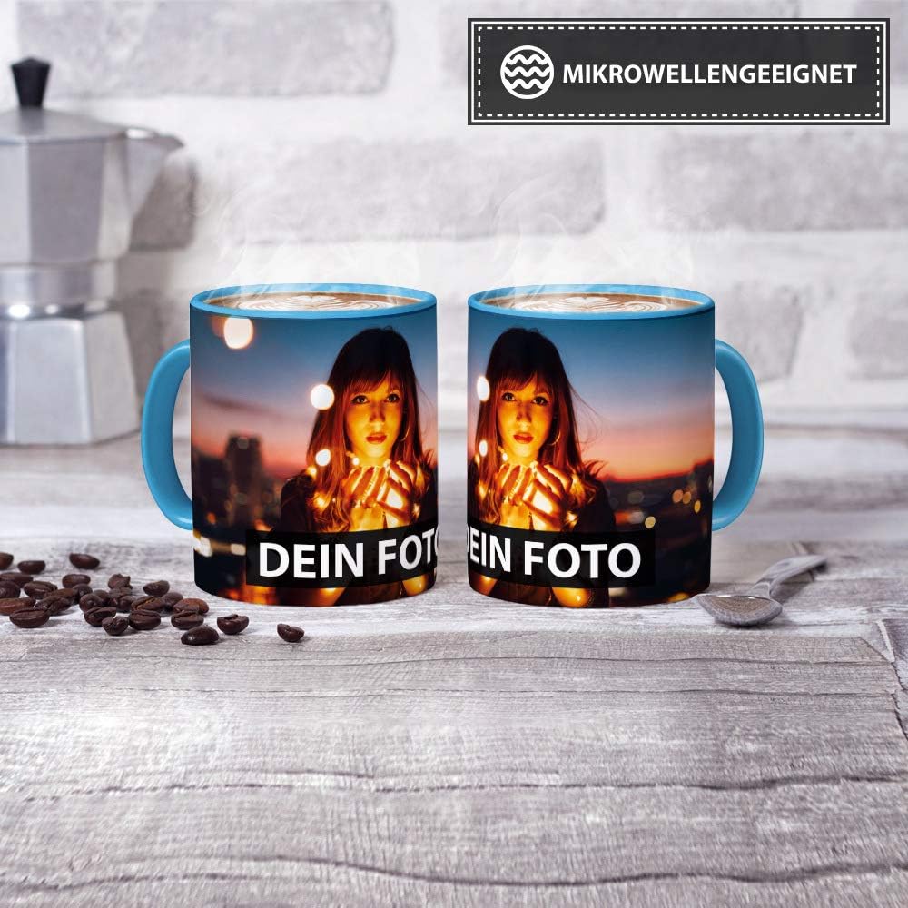 Foto-Tasse zum selbst gestalten mit Foto und Text/mit individuellen Druck in Profiqualität/Personali