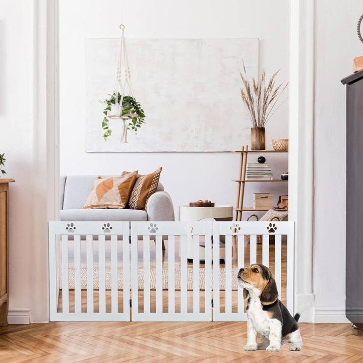GOPLUS Hunde Absperrgitter, faltbares Schutzgitter, Konfigurationsgitter für Welpen, Hündchen & Katz