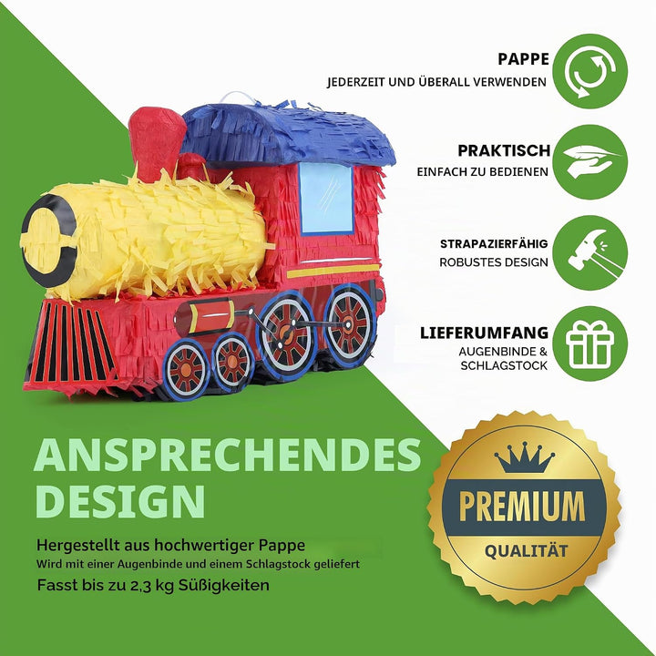 3D Zug Pinata Bundle mit einer Augenbinde und Fledermaus (42 x28 x17 cm), Pinata für Jungen Geburtst