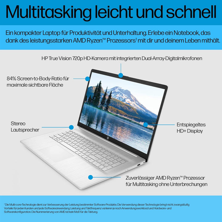 HP Laptop | 17,3 Zoll (43,9 cm) FHD IPS Display | AMD Ryzen 3 7320U | 8 GB RAM | 256 GB SSD | AMD Ra