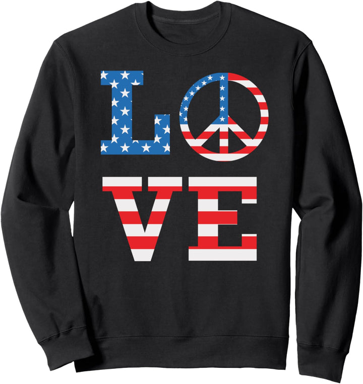 4. JULI Shirt FRIEDENSSYMBOL ZEICHEN LIEBE USA Flagge Sweatshirt