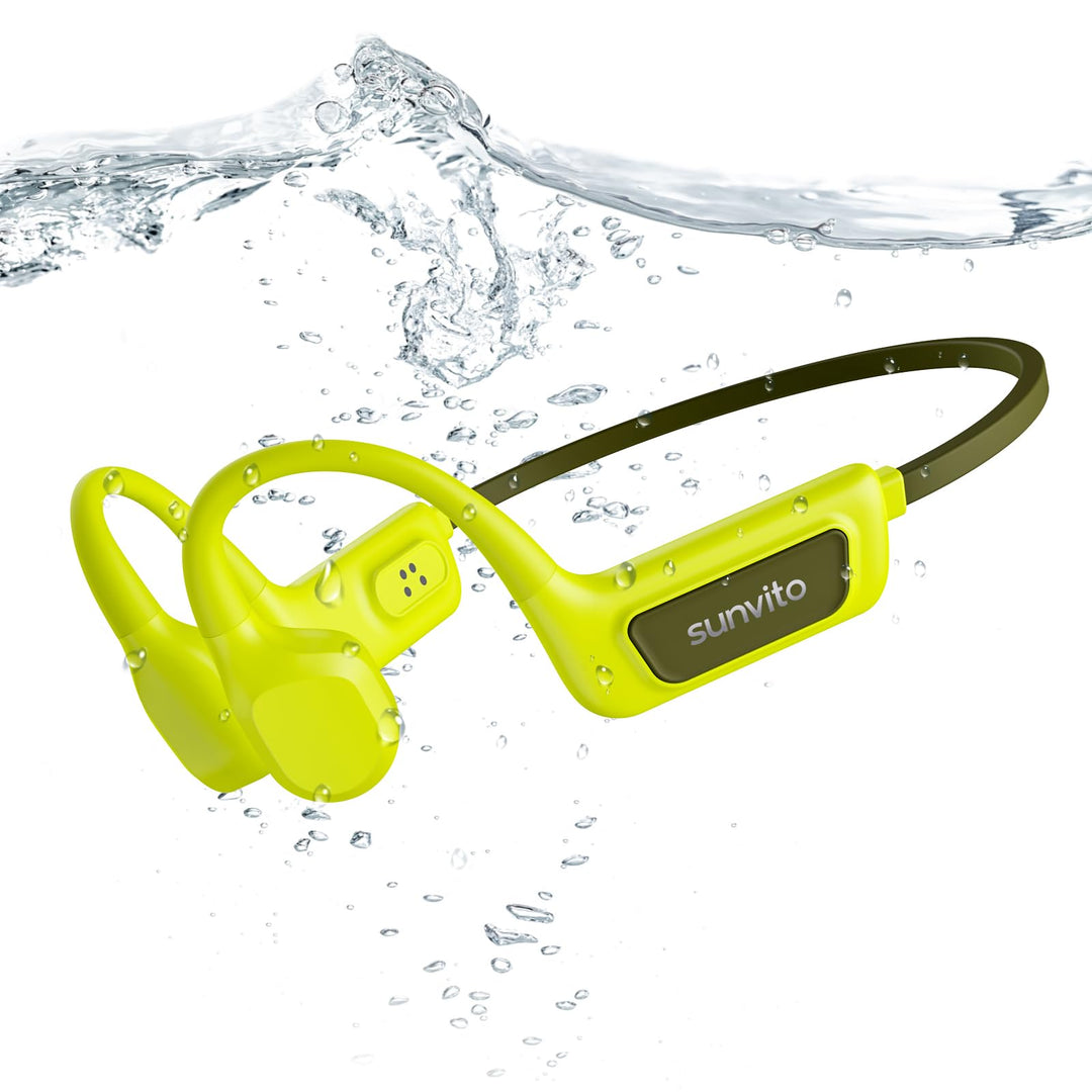 sunvito Kopfhörer Schwimmen, Knochenschall Kopfhörer Bluetooth 5.4, IPX8 Wasserdicht,Sportkopfhörer