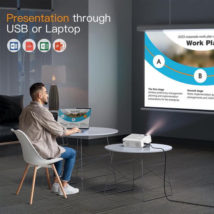 Smart Beamer【Elektrische Keystone 6D/4P】 VOPLLS Elektrische Fokus 25000 Lumen Beamer 4K Unterstützt,