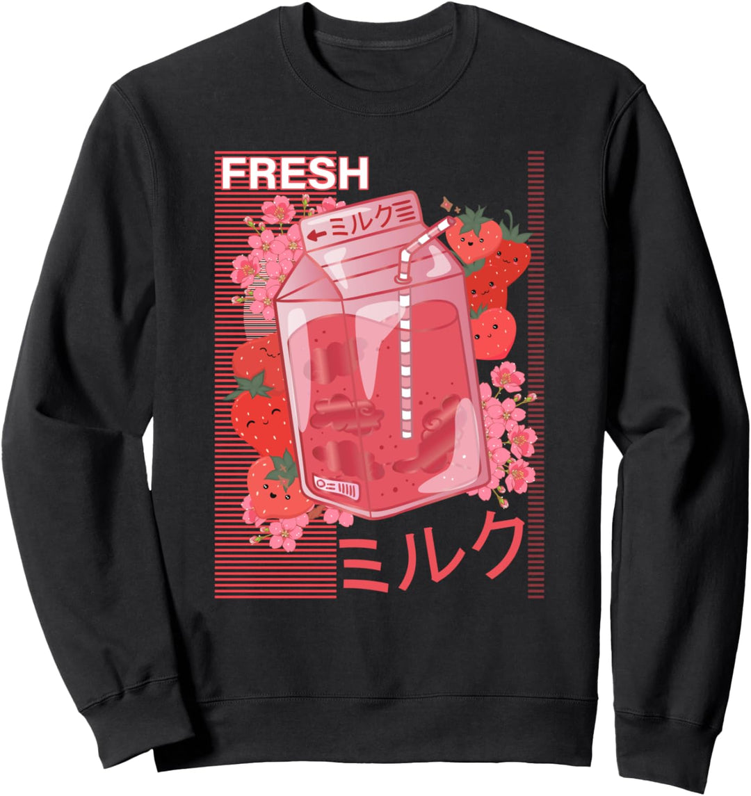 Japanese Sakura Pastel Goth Kawaii Strawberry Milk Shake Sweatshirt