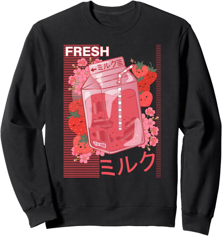 Japanese Sakura Pastel Goth Kawaii Strawberry Milk Shake Sweatshirt