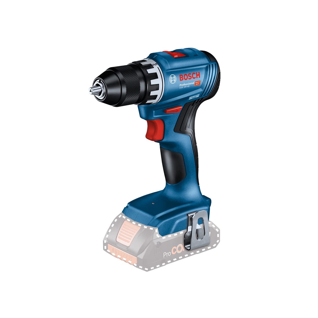 Bosch Professional 18V System Akku Bohrschrauber GSR 18V-45 (Drehzahl 1.900 min⁻¹, ohne Akku/ Ladege