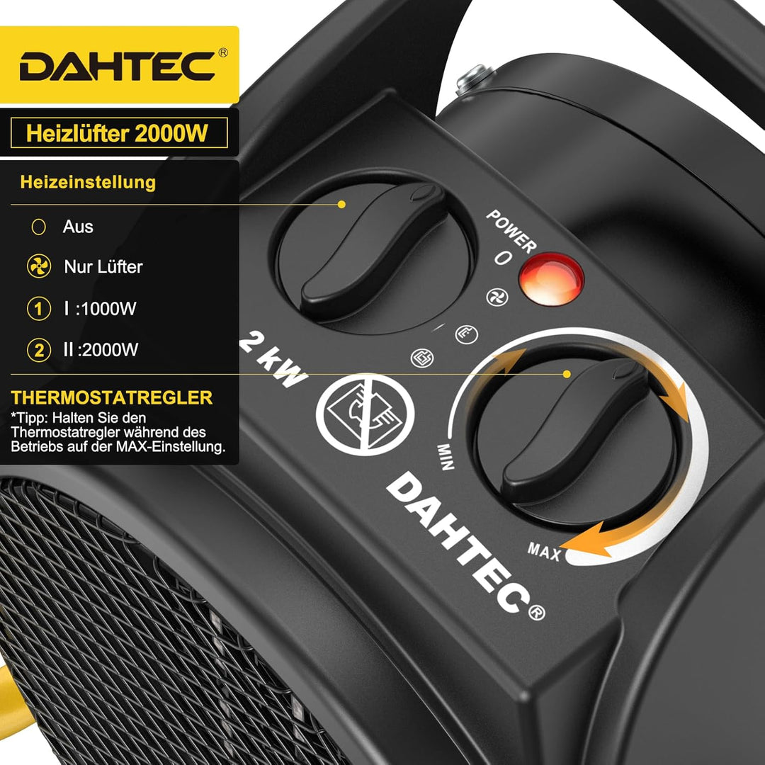 Heizlüfter 2000 Watt Keramik Heizstrahler Elektroheizer Bauheizer Bautrockner mit Thermostat Heizger