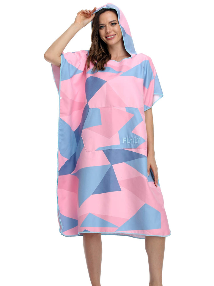FLYILY Microfaser Surf Poncho Handtuch mit Kapuze Bademantel zum Schwimmen und Strand wechseln Einhe