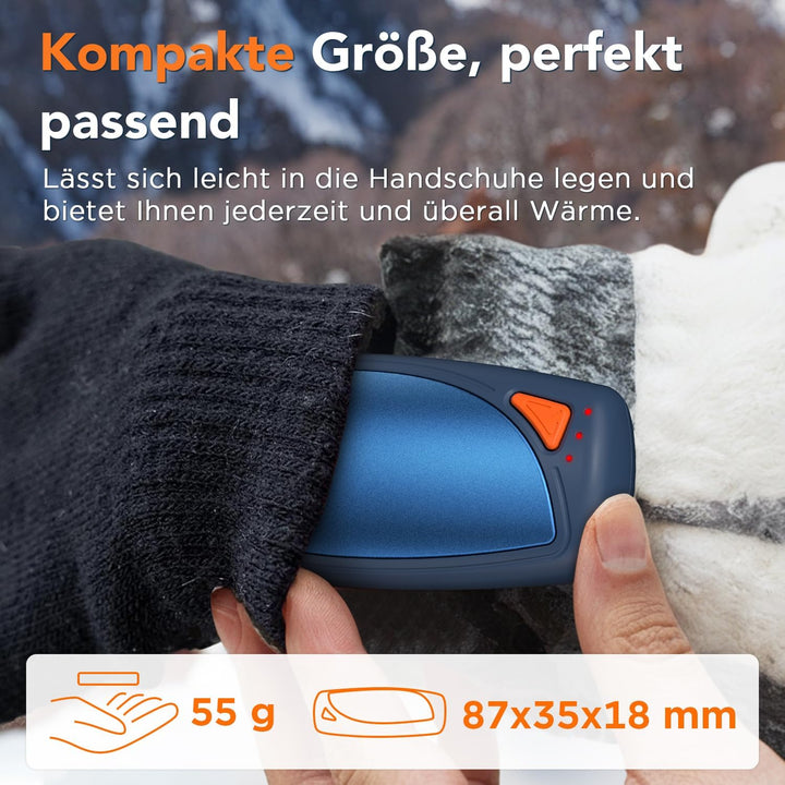 Lepwings Handwärmer Elektrisch 2er-Pack mit Ladecase, 14.000 mAh, Wiederverwendbare Taschenwärmer, B