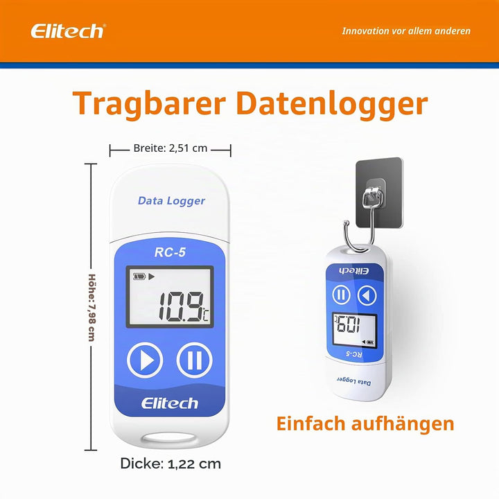 Elitech RC-5 Temperatur Datenlogger - Mini USB Temp Rekorder Interner Externer Sensor Hohe Genauigke