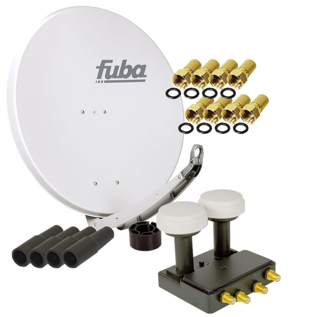 FUBA 4 Teilnehmer Astra Hotbird Digital SAT Anlage DAA 850 G ALU Grau PremiumX Quad Monoblock LNB 8X