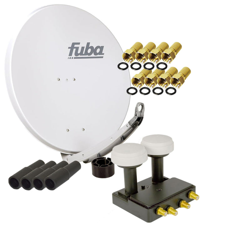FUBA 4 Teilnehmer Astra Hotbird Digital SAT Anlage DAA 850 G ALU Grau PremiumX Quad Monoblock LNB 8X