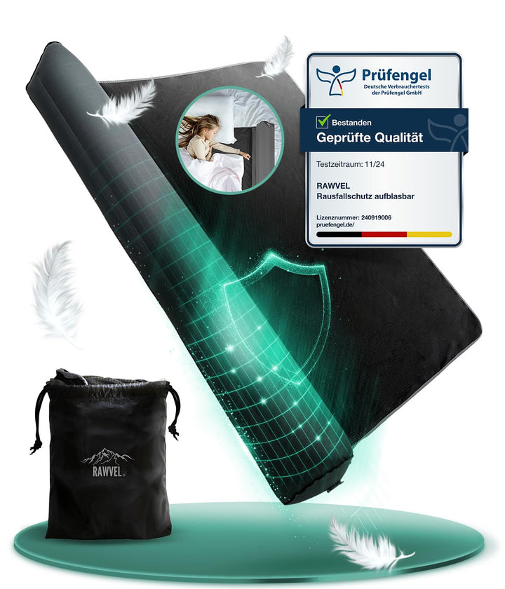 RAWVEL® Rausfallschutz aufblasbar Light - [NEU 2024] - passend für alle Betten Zuhause & auf Reisen