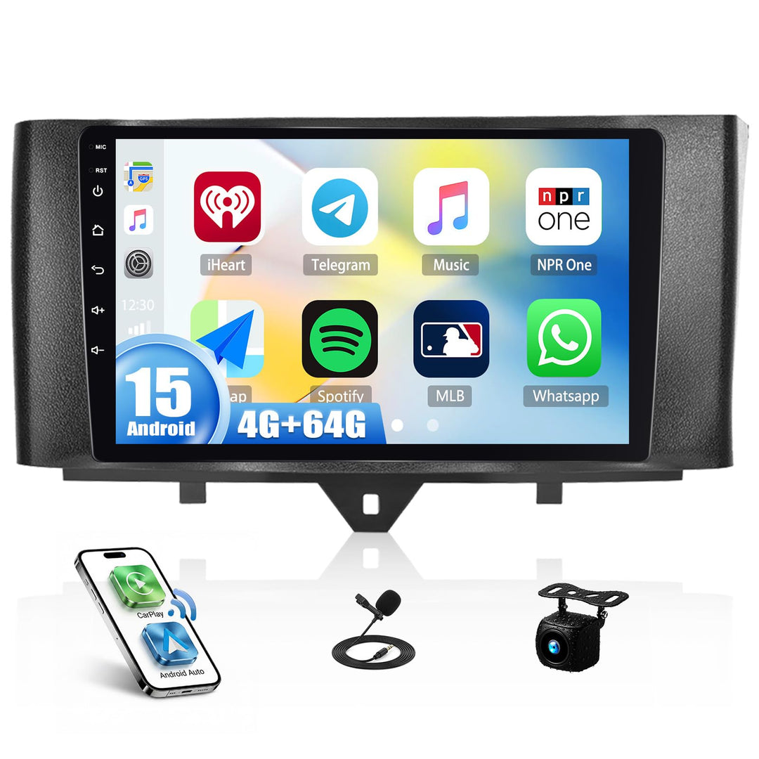 4G+64G CAMECHO Android 13 Carplay Autoradio 2Din für Mercedes Benz Smart Fortwo W451 2011-2015 mit A