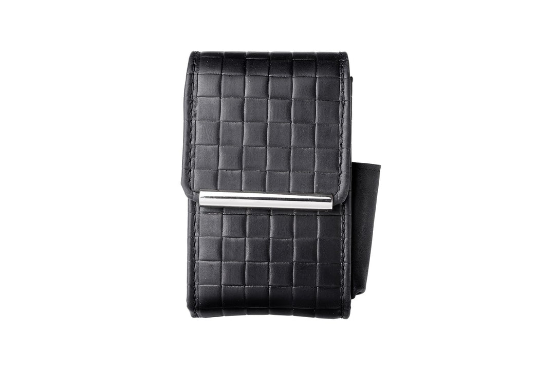 Packungsetui Flowerprint Leder Schwarz für normale Zigarettenschachteln Gr. L und 100 er (Kingsize)