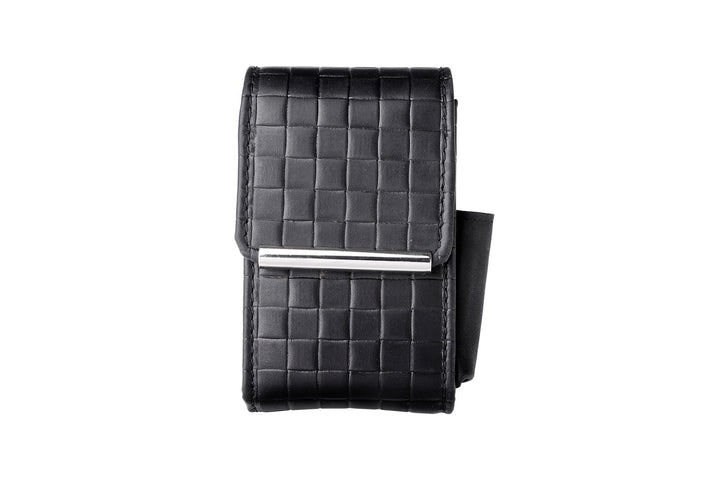 Packungsetui Flowerprint Leder Schwarz für normale Zigarettenschachteln Gr. L und 100 er (Kingsize)