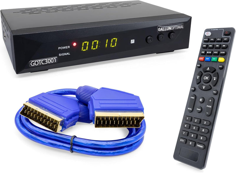 GALLUNOPTIMAL Combo-Receiver DVB-C & DVB-T2 H265 mit SCART-Kabel & Aufnahmefunktion geeignet für den