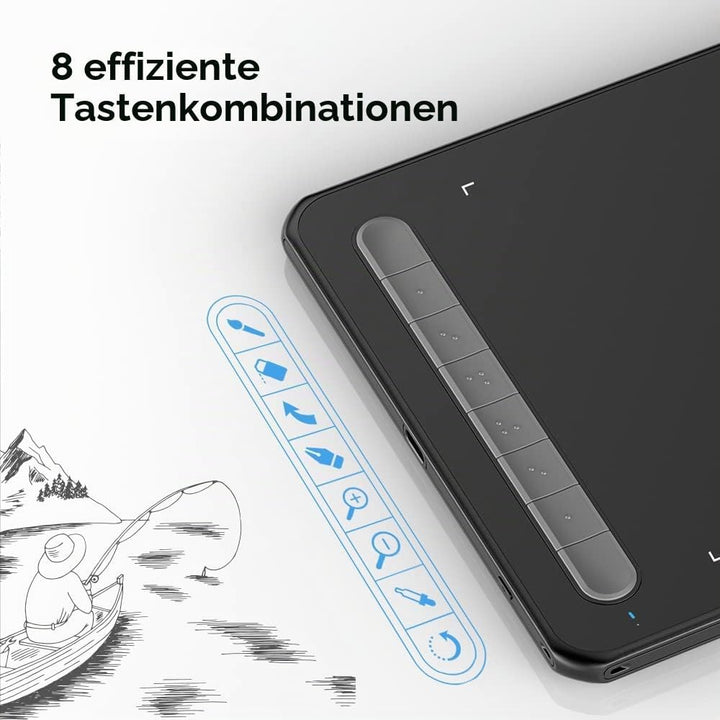 XP PEN Deco MW 8"x5" Grafiktablett Bluetooth Stifttablett mit 8 Schnelltasten, Tablet zum Zeichnen,